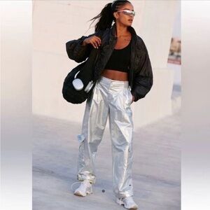 Mesmerize me cargo barrel pants silver NEW small free people FP movement